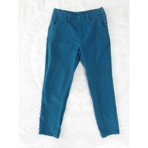 Seasalt Cornwall Teal Blue Green Tapered Stretch Pants 8 Side Button Pockets